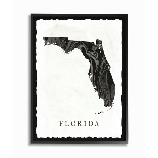 Made in The USA 16 x 20 Canvas Stupell Industries The Stupell Home Décor Collection Black and Grey Marbled Paper Florida State 16 x 1.5 x 20 